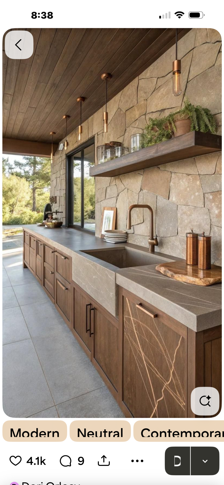 Outdoor kitchen inspiration with stone and wood